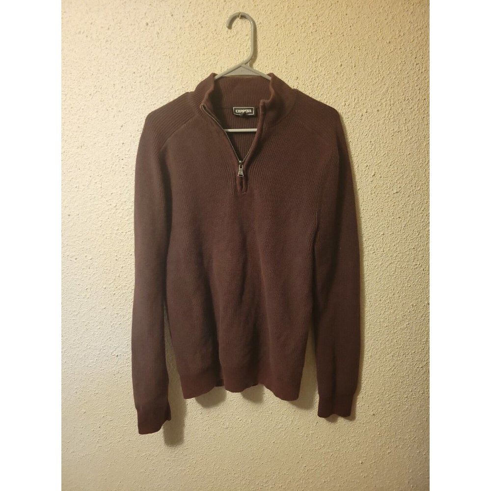 Express Pullover Sweater Ribbed quarter zip Size Large Burgundy